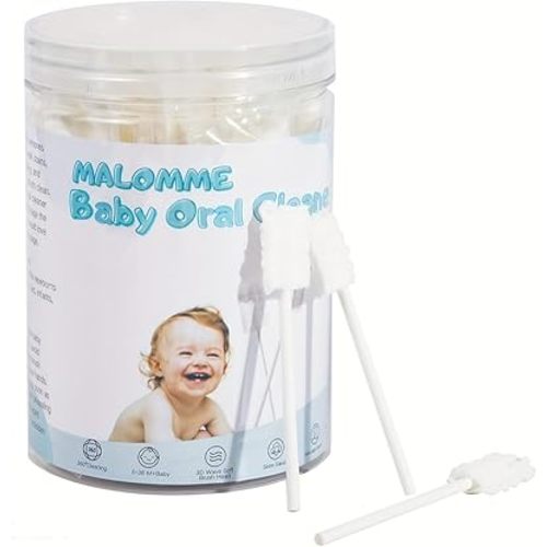 MALOMME Baby Tongue Cleaner， 40 PCS Disposable Newborn Toothbrush Infant Clean Baby Mouth Gauze Gum Cleaner Oral Cleaning Stick Dental Care for 0-36 Month Baby