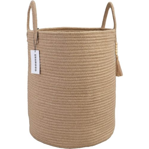 Rope Laundry Basket Laundry Hamper for Clothes Woven Storage Basket for Living Room Bedroom Boho Tall Rope Baskets for Blanket Toys Pillow Towels Baby Nursery Hamper Bin jute
