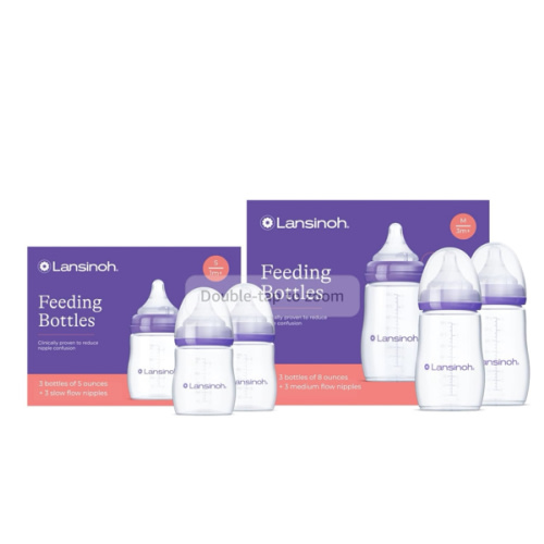 Lansinoh NaturalWave Newborn Gift Set – 3 Anti‑Colic 5 oz Bottles with S‑Flow Nipples + 3 Breastfeeding 8 oz Bottles with M‑Flow Nipples (6 Pack)
