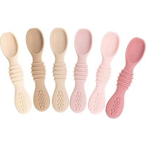 Sperric Baby Spoons - 6+ Months, Self Feeding, BPA Free Teething Spoons, Pink