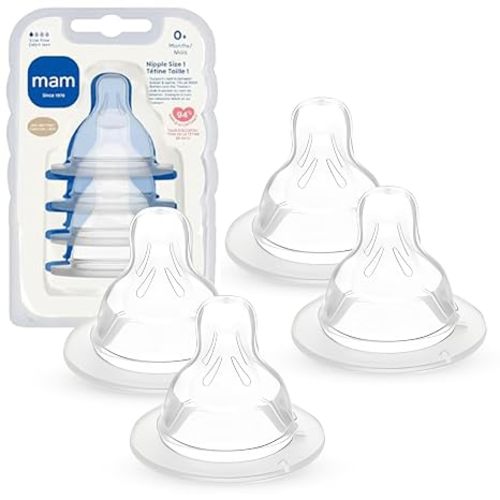 MAM Baby Bottle Anti-Colic Nipples Slow Flow Size 1, For Newborn Babies