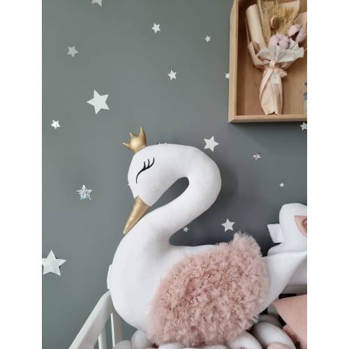 Princess Pillow swan, Light blush with gold or silver, Pillow Baby shower gift. Decorative pillows, Baby Room Decor, nursery decor, pink