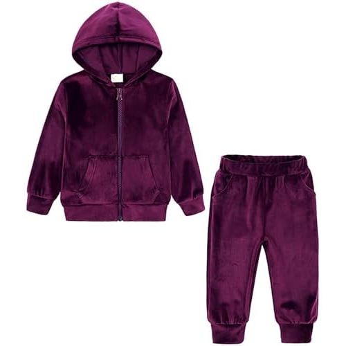 Toddler Girls Boy Clothes Set Fleece Hooded Outfits Casual Sweatsuits Kids Jogger Tracksuits 6M-12Y