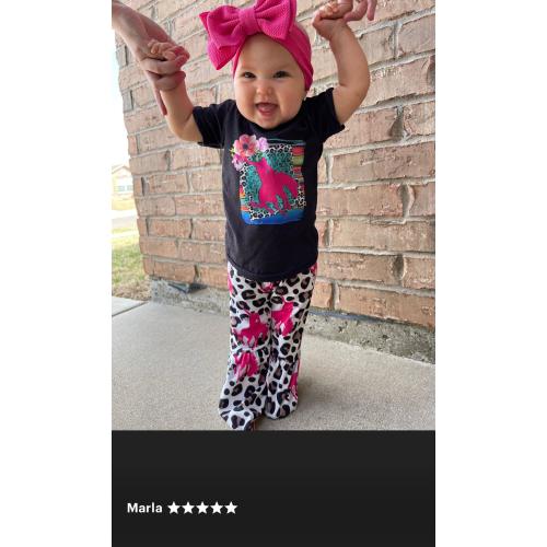 Cowgirl Bell Bottom Outfit: Pink Bronc Rider Set