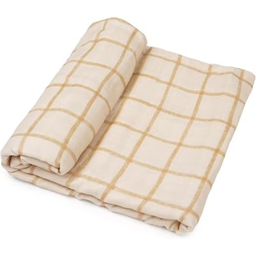 HECCEI Muslin Swaddle Blanket - Baby Muslin Blanket Large Swaddles 47 x 47 inches Breathable & Soft Baby Receiving Blanket Gender Neutral for Newborn Boys Girls, Soft Check