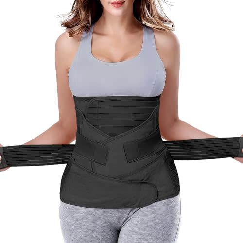 3 in 1 Postpartum Belly Band - Postpartum Belly Support Recovery Wrap, After Birth Brace, Slimming Girdles, Body Shaper Waist Shapewear, Post Surgery Pregnancy Belly Support Band (S/M, Black)