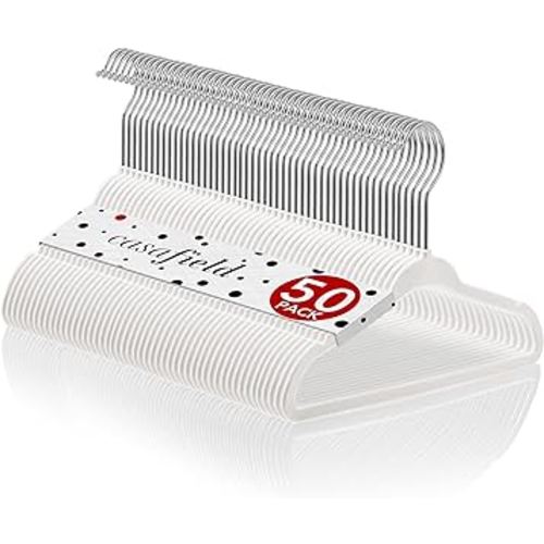 Casafield 50 Velvet Baby Hangers - 11" Size for Infant & Toddler Clothes - Ivory