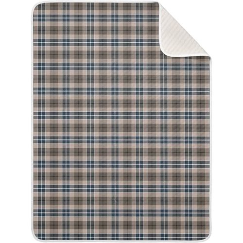 Manta de bebé a cuadros marrones para niños y niñas, manta geométrica a cuadros para guardería, parche rústico, suave, unisex, para recién nacido, manta de recepción, cochecito y cuna, 30 x 40
