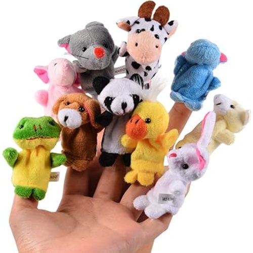 Acekid 10 Pcs Soft Plush Finger Puppets Set,Animal Finger Puppets for Kids