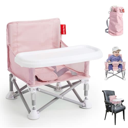 Tiny Marvels Baby Chair, Portable & Foldable for Travel & Beach, Ages 6M-3Y | BPA-Free Material, 3-Point Harness, 3-in-1 Baby Chair, Removable Tray & Carry Bag, Sturdy with Reinforcement, Non-Slip Feet