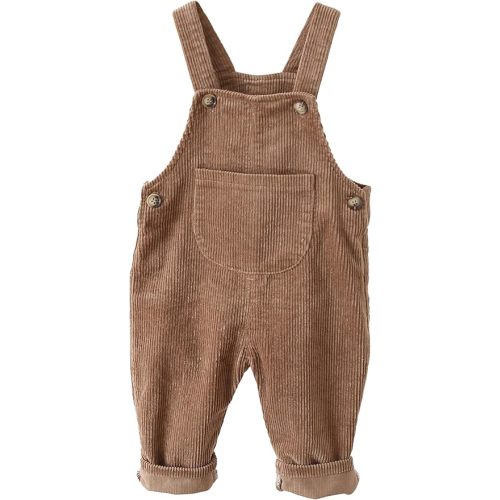 SEAUR Baby Boy Girl Corduroy Bib Overalls Cotton Button Suspender Overalls Plain Romper Loose Jumpsuit