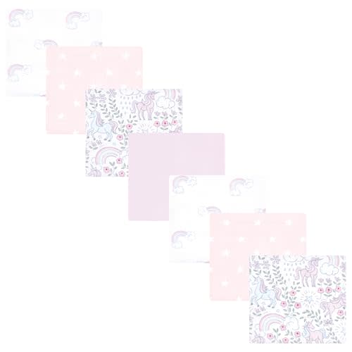 Little Treasure Hudson Baby Cotton Poly Flannel Receiving Blankets Multipack, Purple Dreamy Unicorn, 30x30 inches
