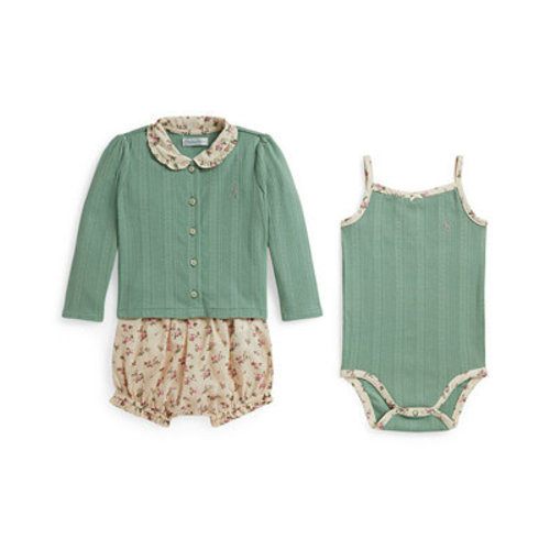 Baby Girls' Floral Jacket, Bodysuit and Bloomer, 3-Piece Set