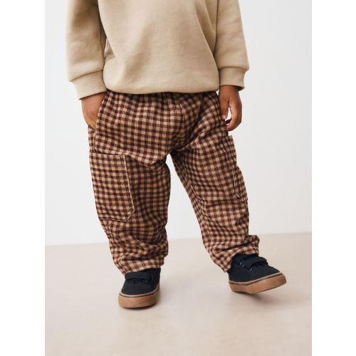 Brown Gingham Corduroy Wide Leg Trousers (3mths-7yrs)
