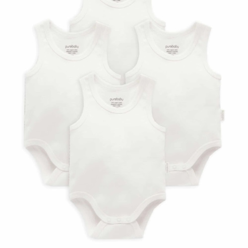 Rib Bodysuit 4 pack - White Pack - Purebaby