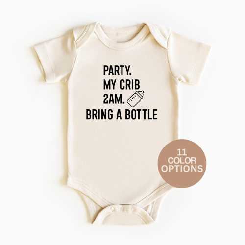 Party At My Crib Onesie®, Funny Baby Bodysuit, Baby Shower Gift, Newborn Baby Gift, Cute Baby Onesies®, New Baby Gift, Newborn Baby Outfit