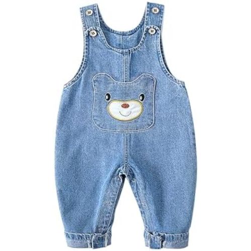 Infant Baby Boy Girl Denim Overalls Jumpsuit Sleeveless Unisex Baby Cute Bear Romper Jeans One Piece Preppy Clothes