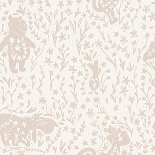 Disney Winnie the Pooh Block Print Tan Peel and Stick Wallpaper