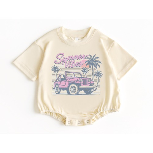 Summer Vibes T Shirt Bubble Romper, Summer Baby Tees, Summer Baby Romper, Beach Baby Romper, Beach Baby Tee, Baby Vacation Outfit, Baby Tee