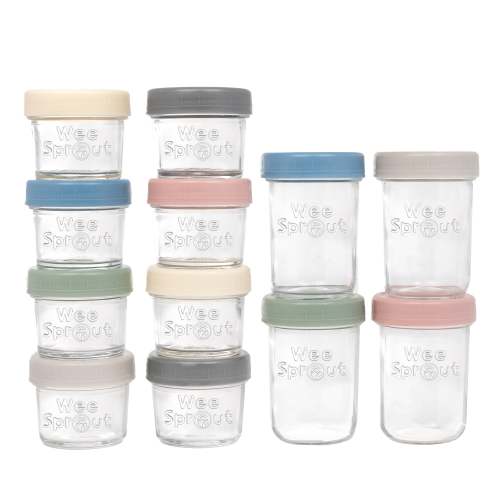 WeeSprout | Glass Baby Food Jars Airtight Containers with Lids | 4 oz