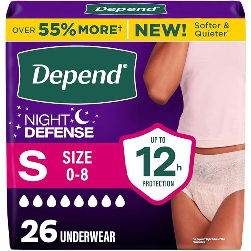 Depend Night Defense Adult Diapers for Women, Small, 26 Count