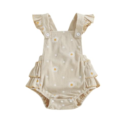 Thorn Tree Baby Girl Summer Clothes Newborn Outfit Ruffle Romper Infant Baby Dress Bow Headband Solid Cute Outfits Girls