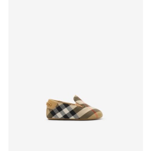 Check Nylon Blend Booties in Sand beige - Children | Burberry® Official
