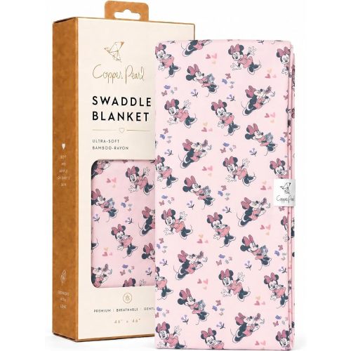 Copper Pearl Swaddle Blankets for Newborns | Soft Stretchy Receiving Blankets for Boys and Girls | Large 46 x 46 Inch Baby Blankets | Lightweight and Breathable Swaddles | Minnie Mouse