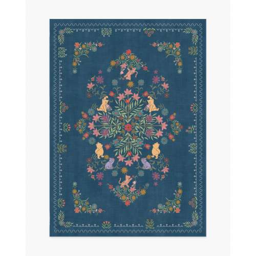 Friendship Garden Blue Multicolor Rug | Ruggable US- Blue, 5x7, Tufted All-in-One