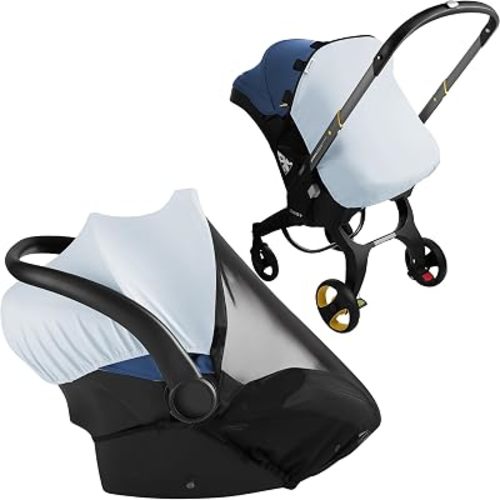 Car Seat Cover Baby - Infant Newborn Carseat Cover for Summer - Doona Car Seat Cover - Mosquito Net for Car Seat - Breathable Sunshade Extension Canopy Bug Protector