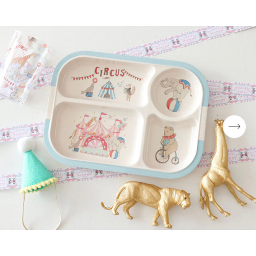 Circus Blue Holiday Cirque Royal Kids' Large Divided Plate | Posh Peanut®