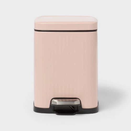 4L Ribbed Stainless Steel Step-On Trash Can Pink - Brightroom™