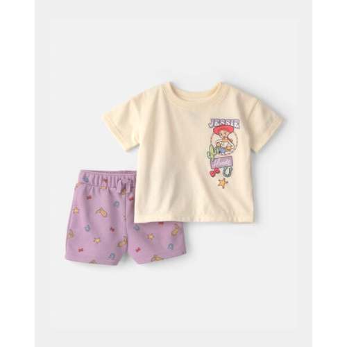 Baby Girl 2-Piece Pixar© Toy Story French Terry Short-Sleeve Top & Short Set - Purple/Cream | Carter's
