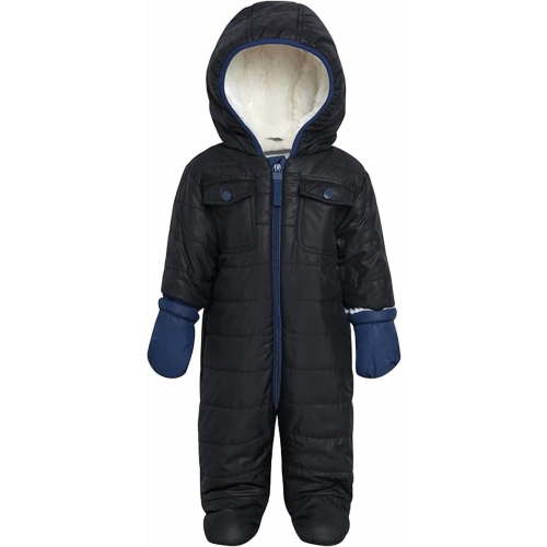 Urban Republic Baby Boys Snowsuit - One-Piece Full Sherpa Fleece Lined Infant Pram Quilted Baby Winter Suit (3M-9M)