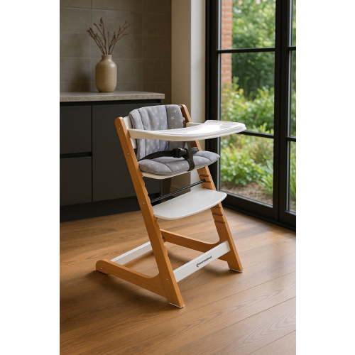 Greenwalnut Wooden High Chair For Babies And Toddlers | Includes ( Seat Cushion ,Tray & 5 Point Belt )