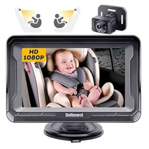 DoHonest Baby Car Camera HD 1080P - Rear-Facing Car Baby Monitor with Night Vision, Adjustable View Angle, Easy Setup, Anti-Glare Display, Safety for Kids & Infants