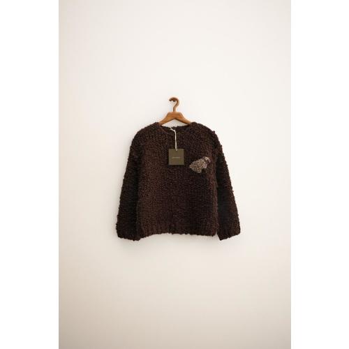 ZARA TIMELESS - EMBROIDERED WOOL KNIT JUMPER - Chocolate | ZARA United States
