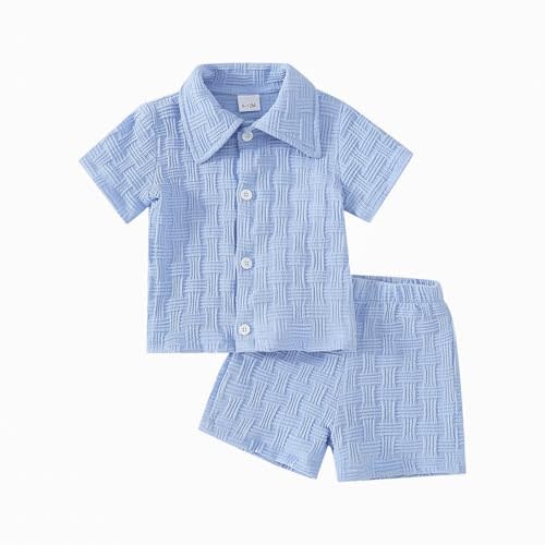 Toddlers and Baby Boys' Summer Clothes Infant Boy Button-town Shirt and Short Set Outfits