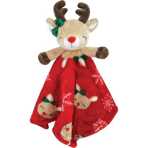 Hudson Baby Unisex Baby Animal Face Security Blanket, Girl Holiday Reindeer, One Size