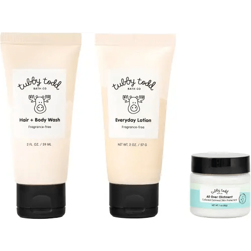 TUBBY TODD 3-Step Baby Bath & Skincare Routine - The Regulars Bundle - 2oz Baby Shampoo and Body Wash, 2oz Everyday Lotion & 1oz All Over Ointment - Fragrance-Free