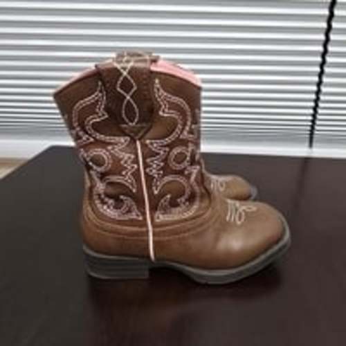 Wonder Nation Brown & Pink Cowboy Boots - 7