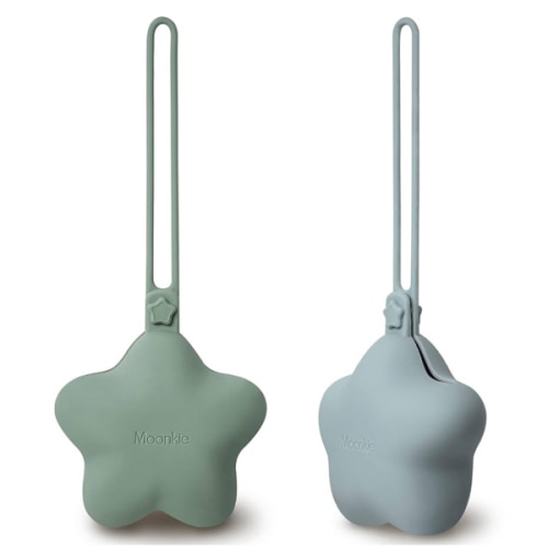 Moonkie Silicone Pacifier Holder Case, Cute Portable Pacifier Storage Case, 2 Pack