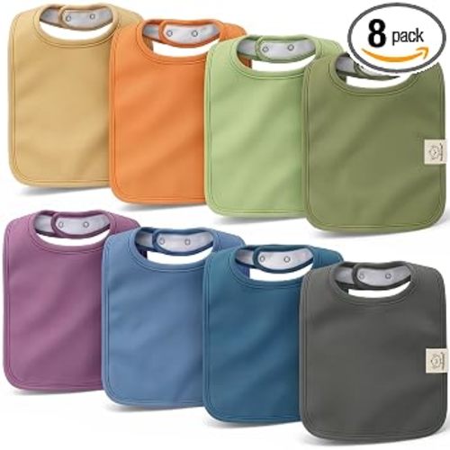 KeaBabies 8-Pack Organic Baby Bibs for Boys, Girls Drool Bibs (Cruise) | Super Absorbent Cotton Bibs for Teething and Drooling Newborn, Toddler, Ultra Soft, Machine Washable, Gender Neutral Colors