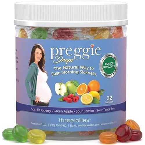Three Lollies Preggie Pop Drops Pregnancy Candy, Variety, 32 Count