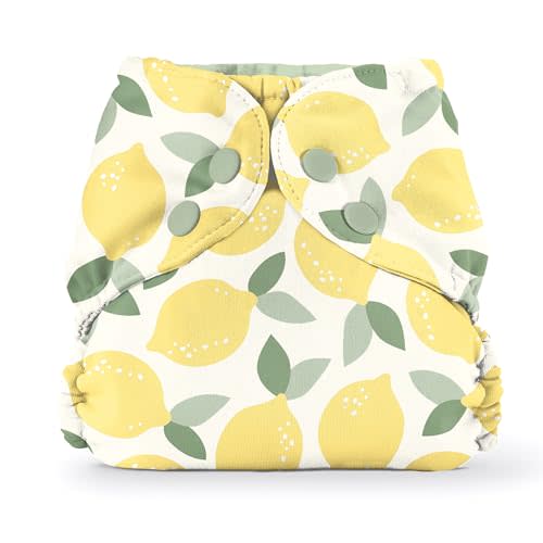 Esembly Cloth Diaper Cover - Reusable Swim Diaper, Waterproof, Breathable - Adjustable Outer Layer Over Absorbent Inner for Blowout Protection - Lemons, Size 1 (7-17lbs)