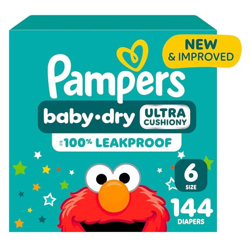 Pampers Diapers - Baby Dry - Size 6, 144 Count, Absorbent Disposable Infant Diaper (Packaging May Vary)