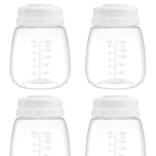 Milk Storage Bottle and Collection Bottle, Compatible with Spectra S1, S2, Motif Luna, Cimilre, Ameda MYA Pumps, Replace Spectra Bottles Wide-Mouth Bottles, 4 pc (6oz/180ml)