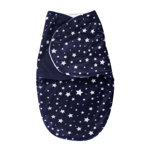 Hudson Baby Infant Boy Plush Swaddle Wrap, Navy Star, 0-3 Months