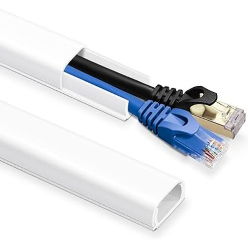ZhiYo 102in Cord Covers for Wires on Wall, Cable Hider for 1-2 Cords, Self-Adhesive TV Cord Hider for Wall Mounted tv, Wire Cover Concealer, White Cable Management Raceway, 6X L17in W0.7in H0.4in