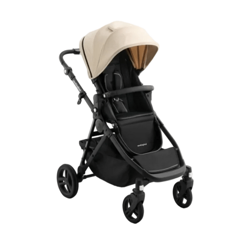 Mockingbird Single to Double 3.0 Stroller, 2025, Charcoal with Black Leather, Oat